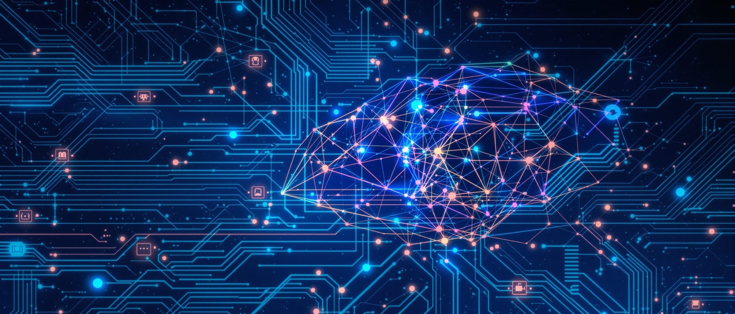 Abstract digital brain illustration with interconnected nodes and circuit patterns, symbolizing AI's limitations in dissertation methodology development.